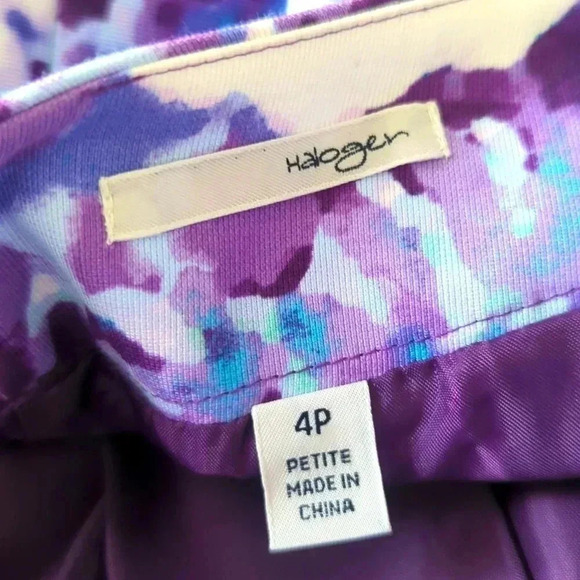Halogen Purple Floral Print Silk Blend Mini-Skirt - Picture 5 of 5